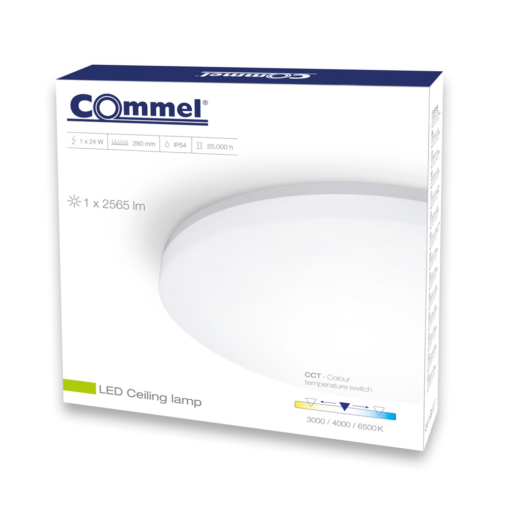 LED plafonjera 24W, CCT sklopka, 3000K + 4000K + 6000K, 2400 Lm, 280 mm, IP54