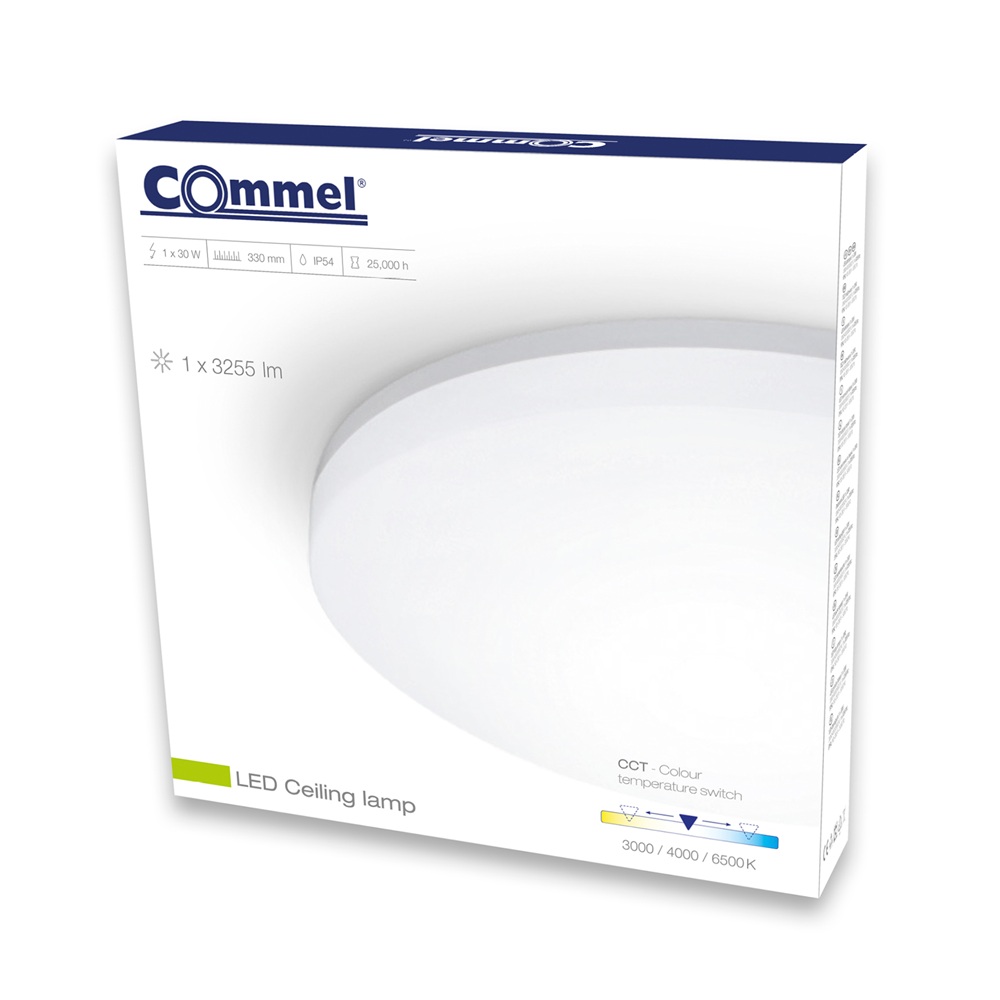 LED plafonjera 30W, CCT sklopka, 3000K + 4000K + 6000K, 3000 Lm, 330 mm, IP54