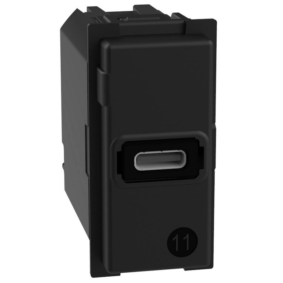 Utičnica USB tip C, 20W, 1M, mat crna, BTicino Living Now K4192C