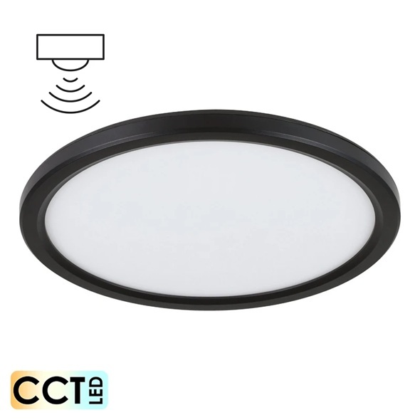LED plafonjera senzor ultra slim, crna, 24W, CCT sklopka, 3000K + 4000K + 6000K, 2160Lm, 300mm, IP20